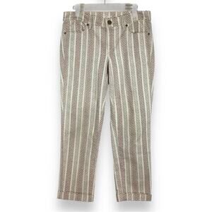 LOFT Modern Crop Pant Geometric Chevron Print size 28
